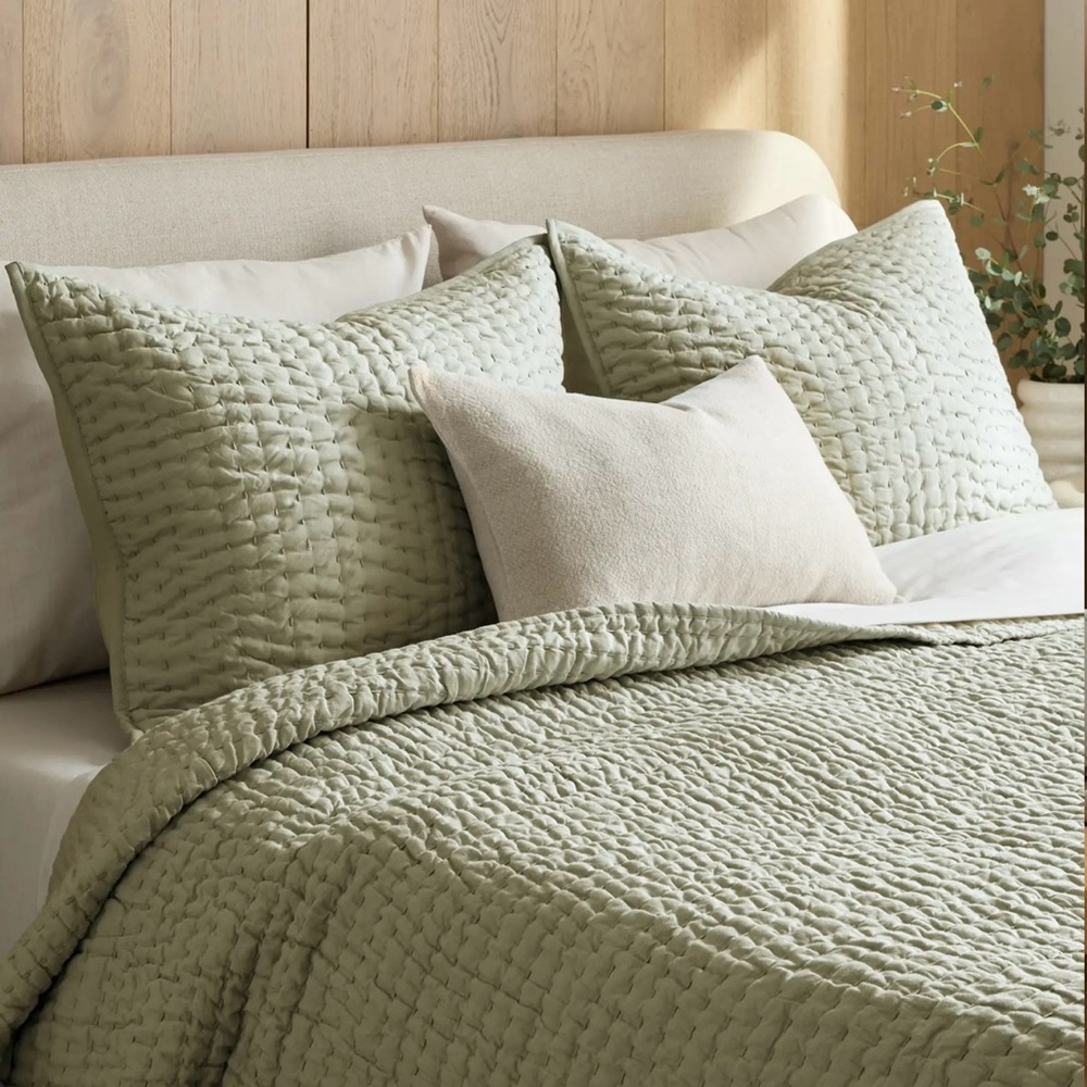 BNWT Quince European Linen Cotton Stitch Quilt Set KING/CAL KING